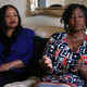 Sandra Thompson (right) speaks alongside Sandra Harrison, both golfers and members of a group of local women known as Sisters in the Fairway, during an interview with the Associated Press on April 24, 2018, in York, Pa.